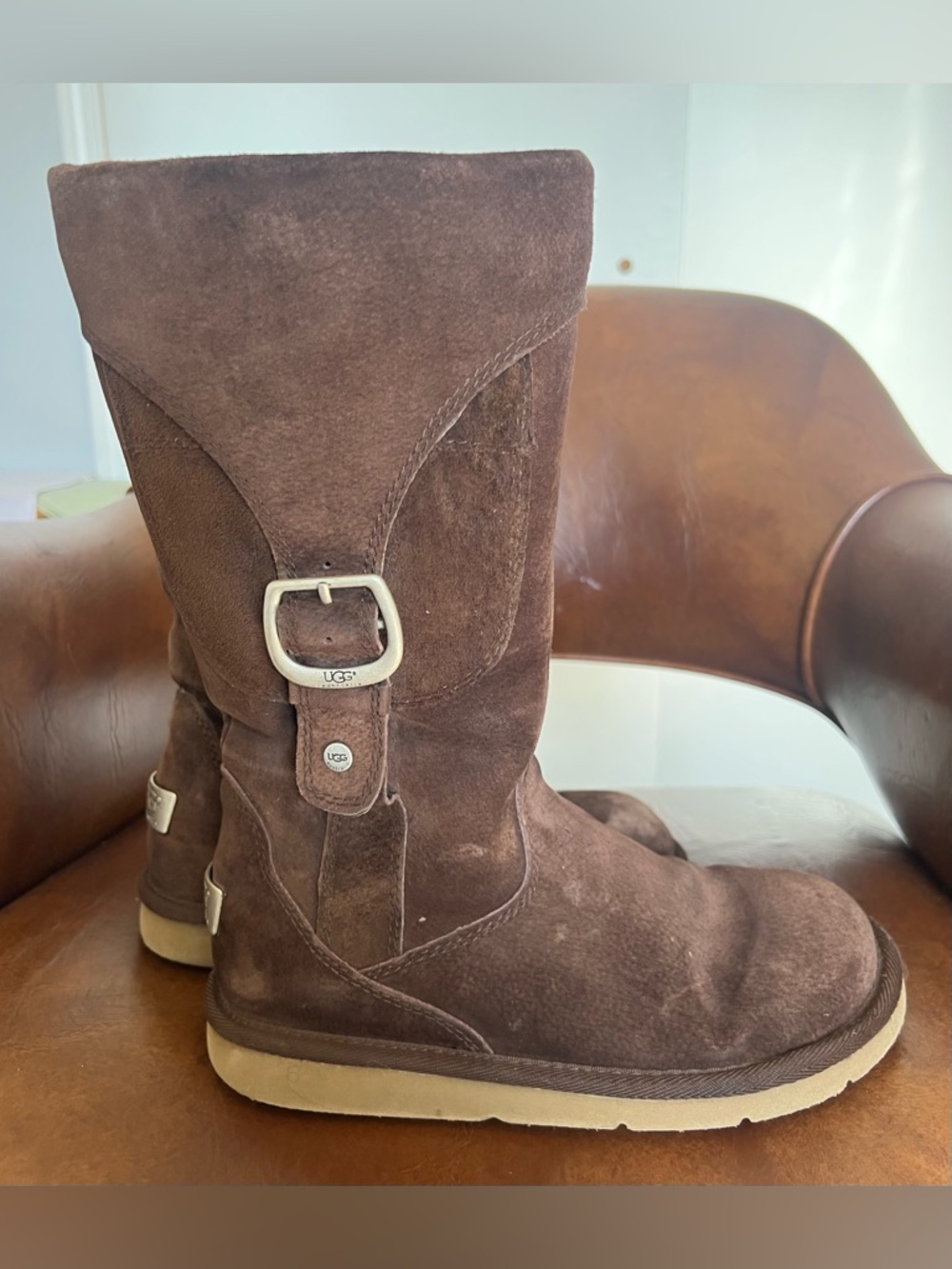 UGG Cargo III Mid-Calf Boot Womems Size 7 Thick Lining Suede Pocket Classic Zip